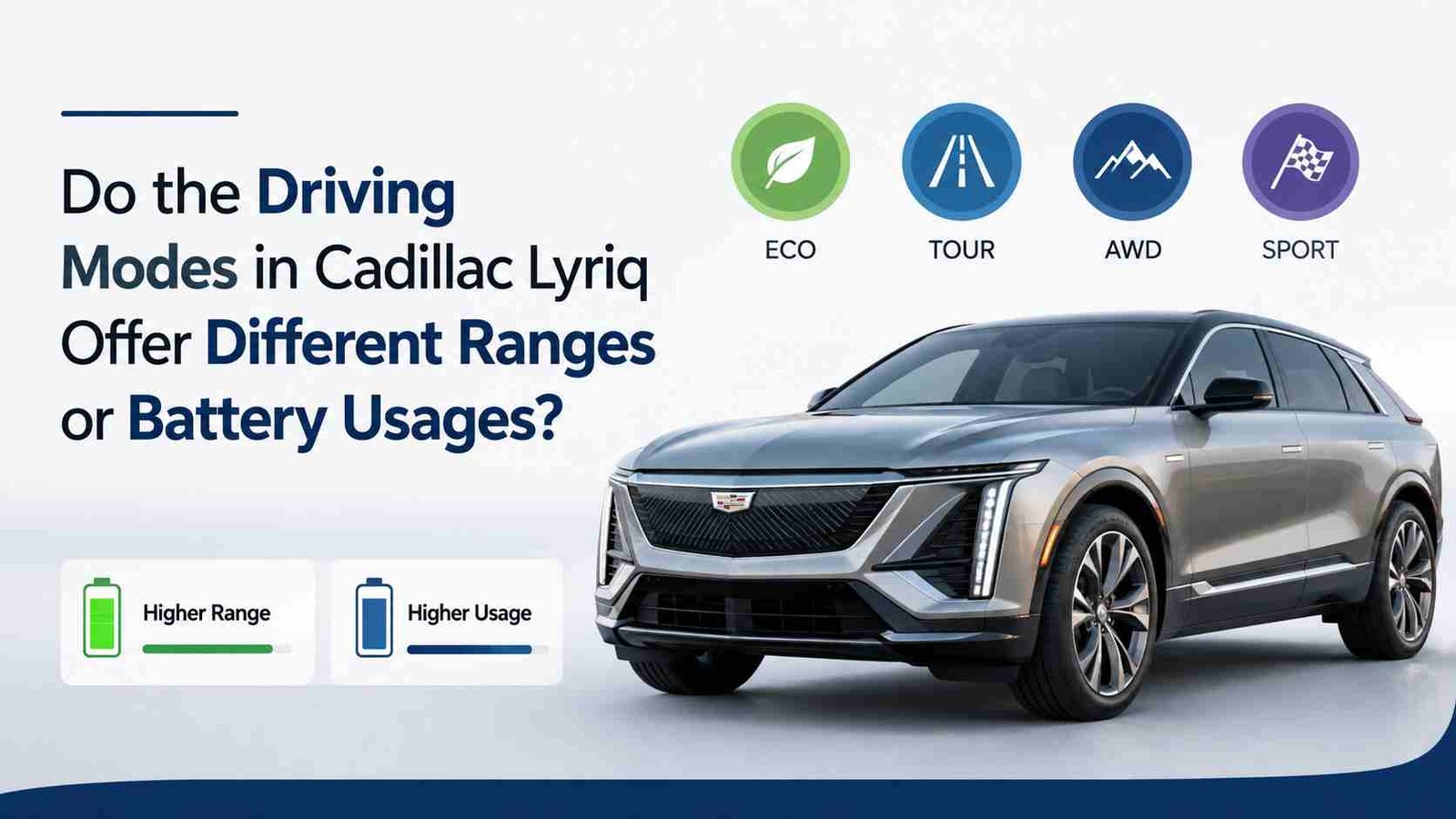 do the driving modes in cadillac lyriq offer different ranges or battery usages?